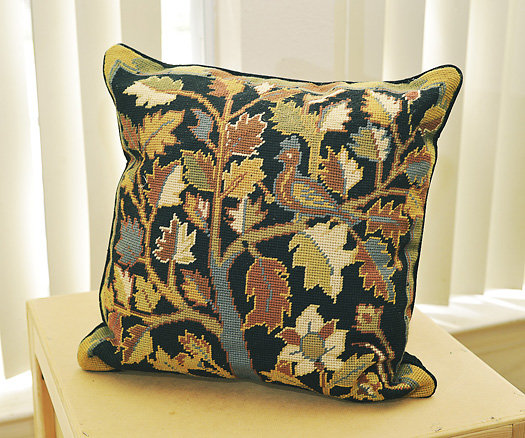 Needlepoint Pillows with Birds. 18"x18". 100% Wool